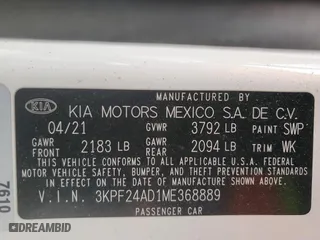 2021 Kia Forte LXS with VIN 3KPF24AD1ME368889, listed as a Copart auction lot 44894595 with 84,723 mi miles and Salvage Title. Bid and sale history available at carsss.com. Image 13.
