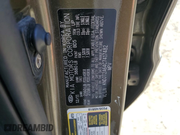2012 Kia Soul + with VIN KNDJT2A64C7417482, listed as a Copart auction lot 47324435 with 199,797 mi miles and Salvage Title. Bid and sale history available at DreamBid. Image 15.