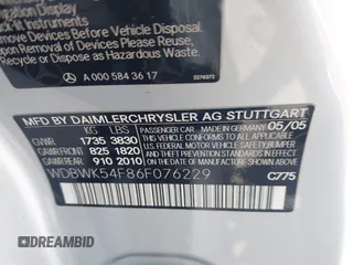 2006 Mercedes-Benz SLK 280 with VIN WDBWK54F86F076229, listed as a IAAI auction lot 42742951 with 115,862 mi miles and . Bid and sale history available at DreamBid. Image 9.