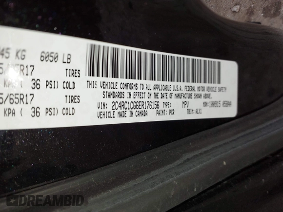 2014 Chrysler Town & Country Touring-L with VIN 2C4RC1CG6ER176156, listed as a IAAI auction lot 42008100 with 139,519 mi miles. Bid and sale history available at carsss.com. Image 9.