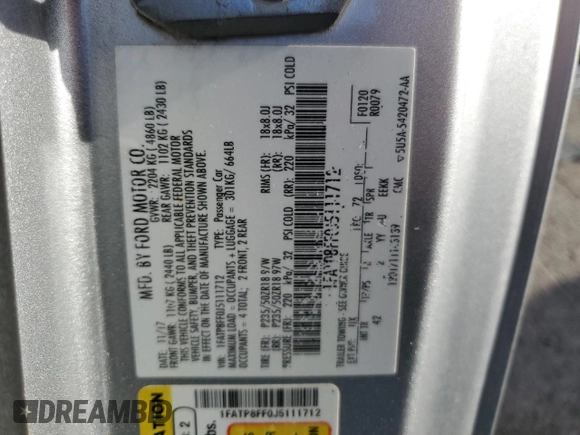 2018 Ford Mustang GT Premium with VIN 1FATP8FF0J5111712, listed as a Copart auction lot 53777685 with 100,913 mi miles and Salvage title. Bid and sale history available at DreamBid. Image 12.