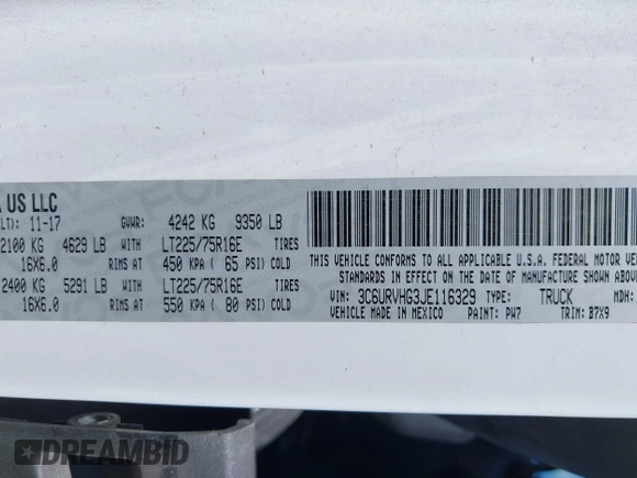 2018 Ram ProMaster Cargo z VIN 3C6URVHG3JE116329, wystawiony jako IAAI lot #42331735 z przebiegiem 161 377 mil mil oraz . Historia ofert i sprzedaży dostępna na DreamBid. Obrazek 9.