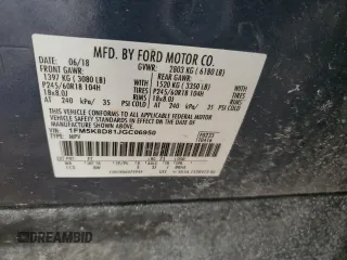 2018 Ford Explorer XLT with VIN 1FM5K8D81JGC06950, listed as a Copart auction lot 41801715 with 148,400 mi miles and Salvage Title. Bid and sale history available at DreamBid. Image 13.