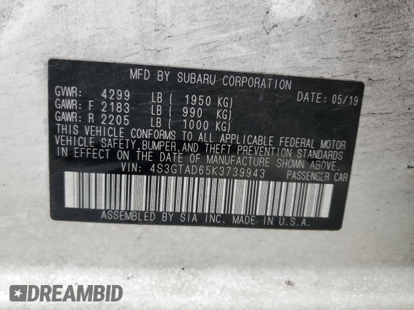 2019 Subaru Impreza Premium с VIN 4S3GTAD65K3739943, выставлен на аукционе Copart как лот 55350835 с пробегом 80 907 миль миль и Списание • Salvage title. История ставок и продаж доступна на DreamBid. Изображение 12.