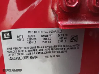 2013 Buick LaCrosse Premium 1 with VIN 1G4GF5E36DF125984, listed as a Copart auction lot 88917425 with 127,153 mi miles and Salvage Title. Bid and sale history available at carsss.com. Image 13.