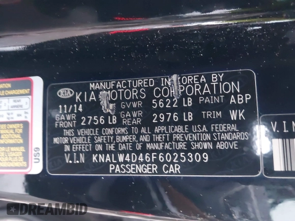 2015 Kia K900 Luxury with VIN KNALW4D46F6025309, listed as a IAAI auction lot 41316628 with 152,925 mi miles. Bid and sale history available at carsss.com. Image 9.