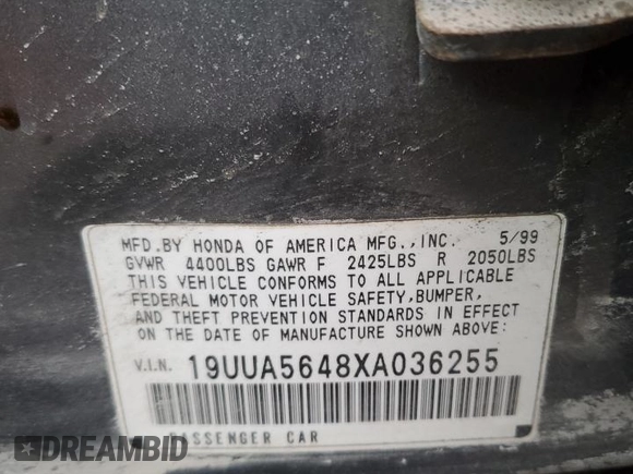 1999 Acura TL with VIN 19UUA5648XA036255, listed as a Copart auction lot 43504445 with 147,937 mi miles and Salvage Title. Bid and sale history available at carsss.com. Image 12.