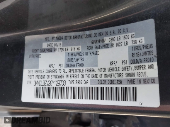 2016 Scion iA with VIN 3MYDLBZV2GY129703, listed as a IAAI auction lot 41787371 with 77,459 mi miles. Bid and sale history available at carsss.com. Image 9.
