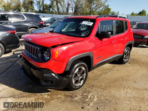 2017 Jeep Renegade Sport with VIN ZACCJBABXHPG38722, listed as a Copart auction lot 71112863 with 175,471 mi miles and Salvage title. Bid and sale history available at DreamBid. Image 1.