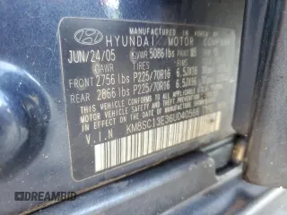 2006 Hyundai Santa Fe GLS with VIN KM8SC13E36U040566, listed as a Copart auction lot 77750874 with 130,054 mi miles and Clean Title. Bid and sale history available at carsss.com. Image 13.