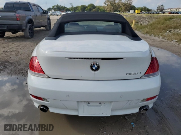 2006 BMW 6 Series 650Ci with VIN WBAEK13486CN75830, listed as a Copart auction lot 68610424 with 109,411 mi miles and Salvage Title. Bid and sale history available at carsss.com. Image 6.