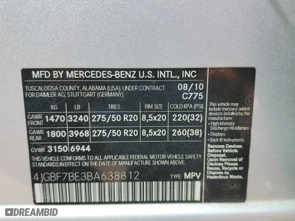 2011 Mercedes-Benz GL-Class GL 450 with VIN 4JGBF7BE3BA638812, listed as a Copart auction lot 48772555 with 208,614 mi miles and Salvage Title. Bid and sale history available at carsss.com. Image 13.