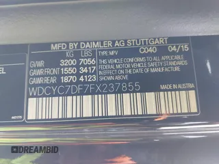 2015 Mercedes-Benz G-Class G 63 AMG with VIN WDCYC7DF7FX237855, listed as a IAAI auction lot 40836130 with 88,920 mi miles. Bid and sale history available at carsss.com. Image 9.