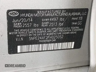 2015 Hyundai Sonata SE z VIN 5NPE24AF2FH025052, wystawiony jako IAAI lot #42353268 z przebiegiem 174 814 mil mil oraz . Historia ofert i sprzedaży dostępna na DreamBid. Obrazek 9.