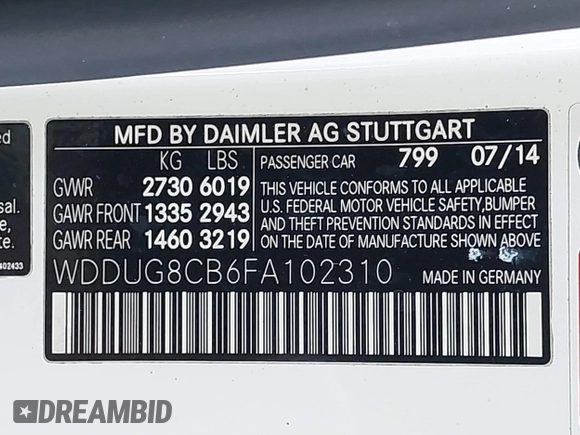 2015 Mercedes-Benz S 550 with VIN WDDUG8CB6FA102310, listed as a IAAI auction lot 42157319 with 94,517 mi miles and . Bid and sale history available at carsss.com. Image 9.