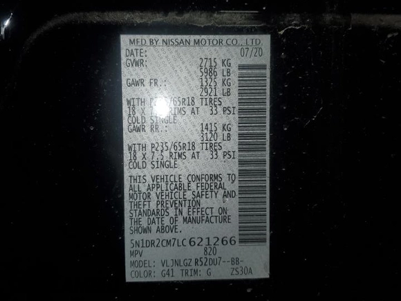 2020 Nissan Pathfinder SL with VIN 5N1DR2CM7LC621266, listed as a Copart auction lot 48769945 with 61,205 mi miles and Salvage title. Bid and sale history available at DreamBid. Image 13.