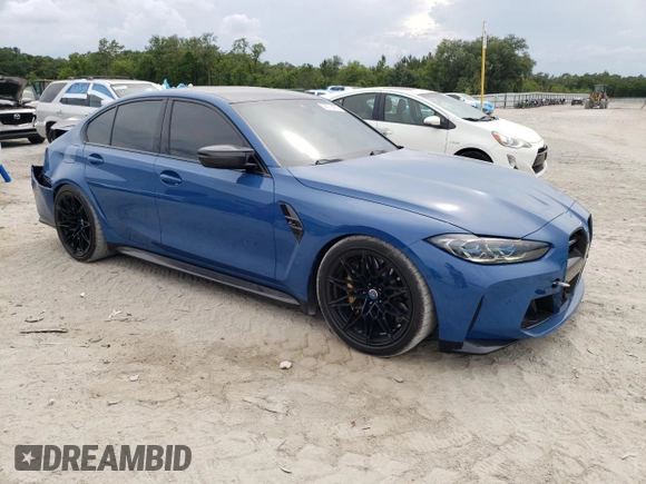 2023 BMW M3 Competition xDrive with VIN WBS43AY07PFP17918, listed as a Copart auction lot 58379405 with 11,581 mi miles and Salvage title. Bid and sale history available at DreamBid. Image 4.