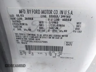 2004 Ford F-250 XL z VIN 1FTNF20LX4EA47085, wystawiony jako IAAI lot #41802914 z przebiegiem 321 759 mil mil oraz . Historia ofert i sprzedaży dostępna na DreamBid. Obrazek 9.