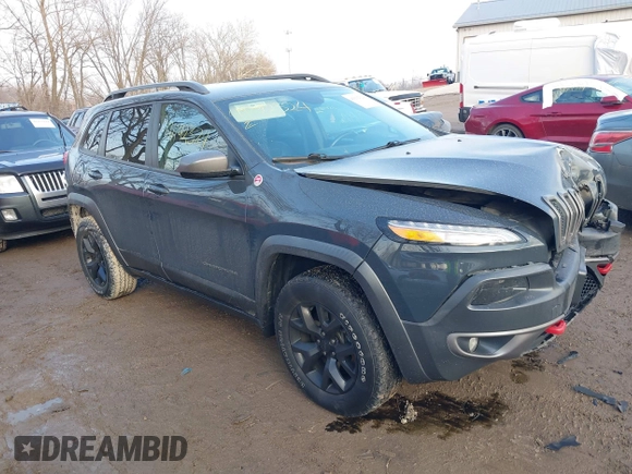 2017 Jeep Cherokee Trailhawk with VIN 1C4PJMBS4HW647852, listed as a IAAI auction lot 41192324 with 116,429 mi miles and . Bid and sale history available at DreamBid. Image 1.