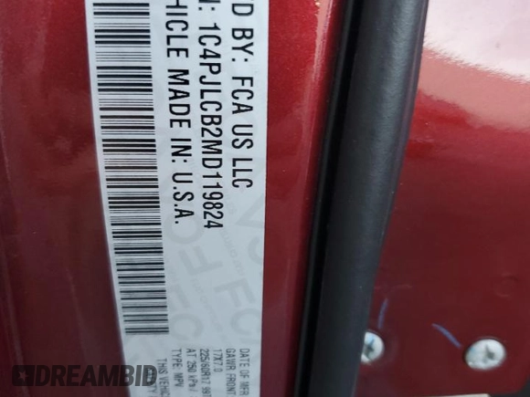 2021 Jeep Cherokee Latitude with VIN 1C4PJLCB2MD119824, listed as a Copart auction lot 81811834 with 65,315 mi miles and Salvage Title. Bid and sale history available at carsss.com. Image 15.