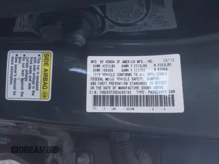 2014 Honda Accord Sedan Sport with VIN 1HGCR2F56EA069182, listed as a IAAI auction lot 40950233 with Not Provided miles. Bid and sale history available at carsss.com. Image 9.