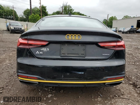 2020 Audi A5 Sportback Premium with VIN WAUANCF55LA007256, listed as a Copart auction lot 57772365 with 87,997 mi miles and Salvage title. Bid and sale history available at DreamBid. Image 6.