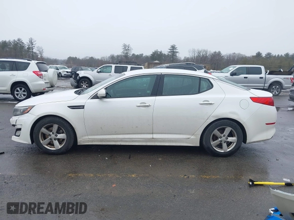 2015 Kia Optima LX with VIN KNAGM4A70F5571034, listed as a IAAI auction lot 41734211 with 214,948 mi miles. Bid and sale history available at carsss.com. Image 15.