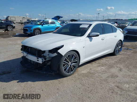 2023 Cadillac CT5 Premium Luxury with VIN 1G6DN5RK5P0138098, listed as a IAAI auction lot 42444522 with 57,538 mi miles and . Bid and sale history available at DreamBid. Image 2.