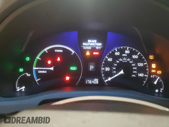 2012 Lexus RX 450h with VIN JTJBC1BA4C2427764, listed as a Copart auction lot 62687665 with 176,408 mi miles and Salvage title. Bid and sale history available at DreamBid. Image 9.
