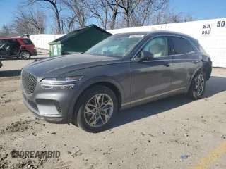 2023 Genesis GV70 2.5T with VIN KMUMADTBXPU089532, listed as a Copart auction lot 46642435 with 43,629 mi miles and Salvage Title. Bid and sale history available at carsss.com. Image 1.
