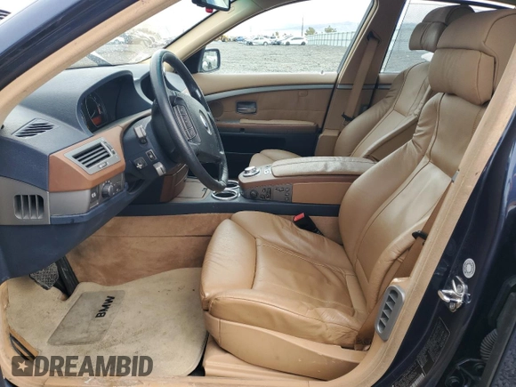 2003 BMW 7 Series 745i with VIN WBAGL63443DP62958, listed as a Copart auction lot 43346805 with 76,468 mi miles and Salvage title. Bid and sale history available at DreamBid. Image 7.
