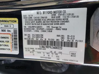 2020 Lincoln Continental Reserve with VIN 1LN6L9RP4L5600223, listed as a Copart auction lot 76571784 with 41,904 mi miles and Salvage Title. Bid and sale history available at carsss.com. Image 12.