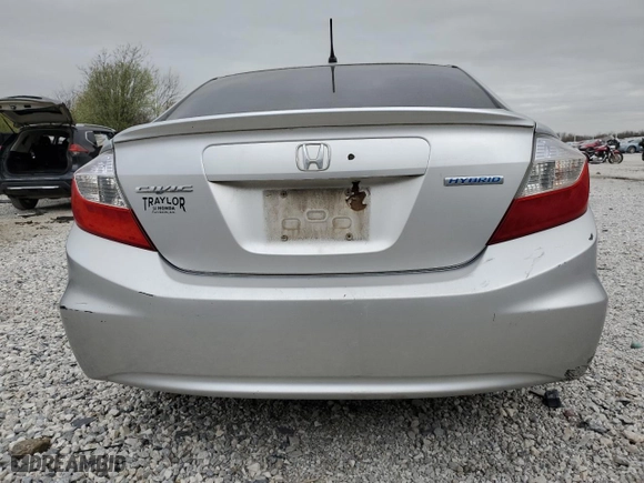 2012 Honda Civic Hybrid with VIN JHMFB4F36CS008866, listed as a Copart auction lot 49383765 with 190,897 mi miles and Salvage Title. Bid and sale history available at carsss.com. Image 6.