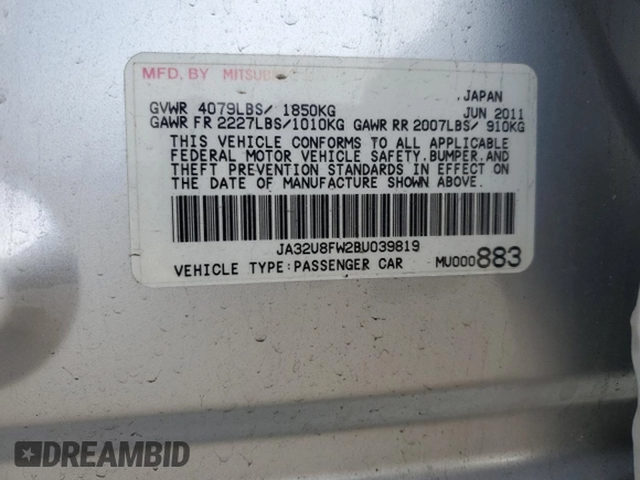 2011 Mitsubishi Lancer GTS with VIN JA32U8FW2BU039819, listed as a Copart auction lot 50185015 with 114,245 mi miles and Salvage Title. Bid and sale history available at carsss.com. Image 14.
