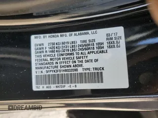 2017 Honda Ridgeline Black Edition with VIN 5FPYK3F81HB033590, listed as a Copart auction lot 53115525 with 128,971 mi miles and Salvage title. Bid and sale history available at DreamBid. Image 13.