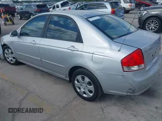 2007 Kia Spectra EX with VIN KNAFE121075379437, listed as a IAAI auction lot 42038652 with 88,718 mi miles. Bid and sale history available at carsss.com. Image 3.