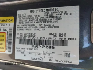 2015 Ford Mustang EcoBoost with VIN 1FA6P8TH5F5358816, listed as a IAAI auction lot 41573005 with 57,975 mi miles and . Bid and sale history available at carsss.com. Image 9.