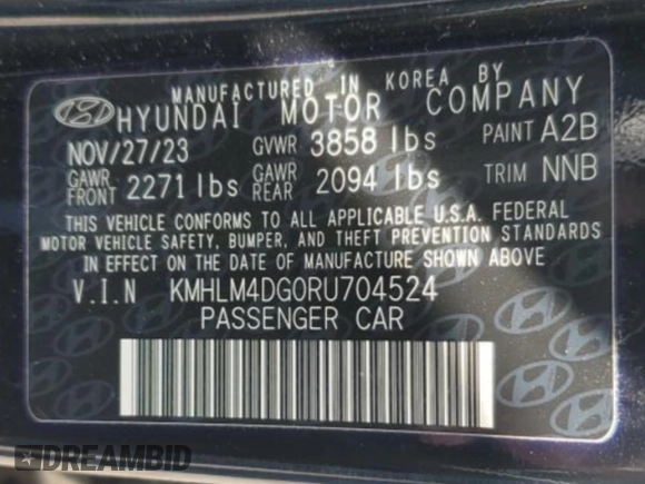 2024 Hyundai Elantra SEL with VIN KMHLM4DG0RU704524, listed as a Copart auction lot 46550925 with 14,045 mi miles and Salvage Title. Bid and sale history available at carsss.com. Image 12.