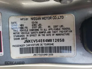 2004 Infiniti G35 w/Leather with VIN JNKCV54E64M812658, listed as a Copart auction lot 48128345 with 158,183 mi miles and Salvage Title. Bid and sale history available at DreamBid. Image 14.
