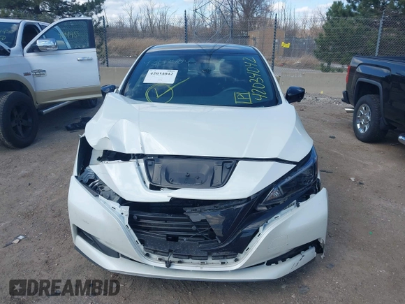 2023 Nissan LEAF SV Plus with VIN 1N4CZ1CV4PC557184, listed as a IAAI auction lot 42034042 with 12,037 mi miles and . Bid and sale history available at DreamBid. Image 12.