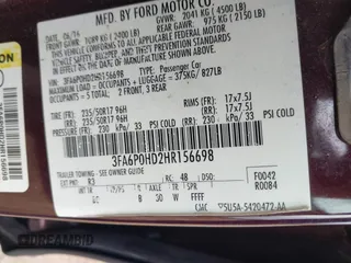 2017 Ford Fusion SE with VIN 3FA6P0HD2HR156698, listed as a IAAI auction lot 42096631 with 106,258 mi miles and . Bid and sale history available at DreamBid. Image 9.