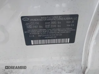 2014 Hyundai Elantra SE with VIN 5NPDH4AE6EH479739, listed as a IAAI auction lot 41370904 with 149,256 mi miles and . Bid and sale history available at DreamBid. Image 9.