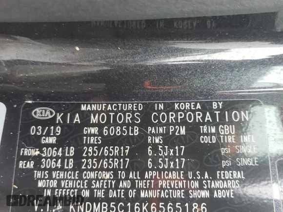 2019 Kia Sedona EX with VIN KNDMB5C16K6565186, listed as a Copart auction lot 50738915 with 82,743 mi miles and Salvage Title. Bid and sale history available at carsss.com. Image 14.