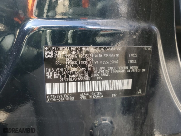 2017 Toyota RAV4 Limited with VIN 2T3DFREV9HW568683, listed as a Copart auction lot 48050685 with 0 mi miles and Salvage Title. Bid and sale history available at carsss.com. Image 14.