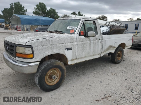 1993 Ford F-250 with VIN 1FTHF26H5PNA11633, listed as a Copart auction lot 79482634 with 186,709 mi miles and Salvage Title. Bid and sale history available at carsss.com. Image 1.