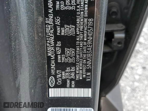 2022 Hyundai Tucson SEL z VIN 5NMJB3AE9NH057198, wystawiony jako Copart lot #60405555 z przebiegiem 51 012 mil mil oraz Nie do naprawy • Non repairable. Historia ofert i sprzedaży dostępna na DreamBid. Obrazek 14.