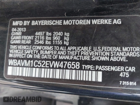 2014 BMW X1 sDrive28i z VIN WBAVM1C52EVW47658, wystawiony jako IAAI lot #42474553 z przebiegiem 137 861 mil mil oraz . Historia ofert i sprzedaży dostępna na DreamBid. Obrazek 9.