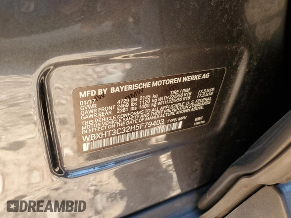2017 BMW X1 xDrive28i with VIN WBXHT3C32H5F79403, listed as a Copart auction lot 50182775 with 71,003 mi miles and Salvage Title. Bid and sale history available at carsss.com. Image 15.