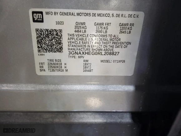 2024 Chevrolet Equinox LS with VIN 3GNAXHEG0RL208827, listed as a Copart auction lot 44701345 with 21,709 mi miles and Salvage Title. Bid and sale history available at carsss.com. Image 13.