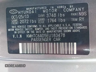 2014 Hyundai Veloster with VIN KMHTC6AD5EU183478, listed as a IAAI auction lot 42107170 with 64,905 mi miles. Bid and sale history available at carsss.com. Image 9.